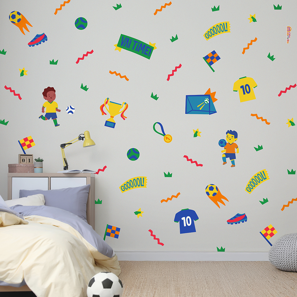 Adesivo de parede futebol infantil MeuNominho